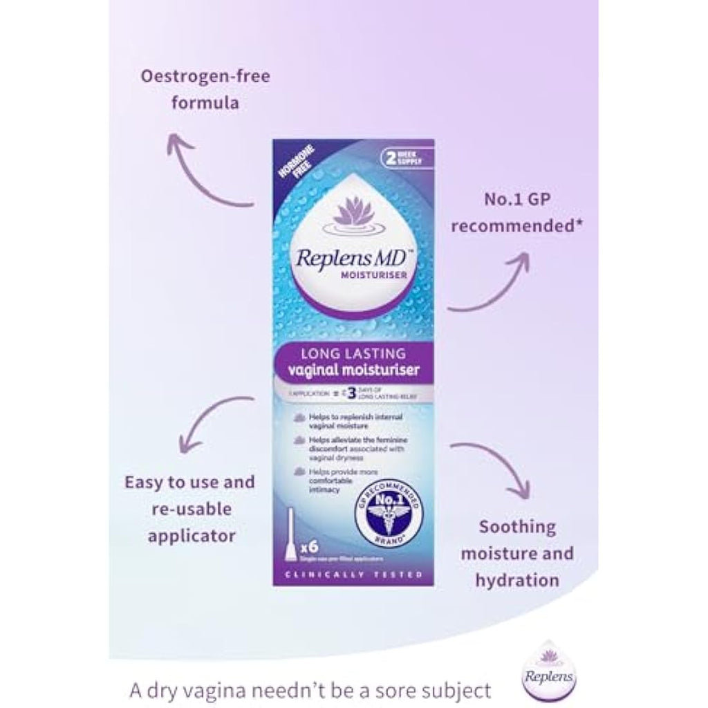 Replens Long Lasting Vaginal Moisturiser | Hormone Free | 6 Applicators