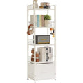 Aibiju 5-Tier Ladder Bookshelf with Drawer | White Steel Frame Plant Stand