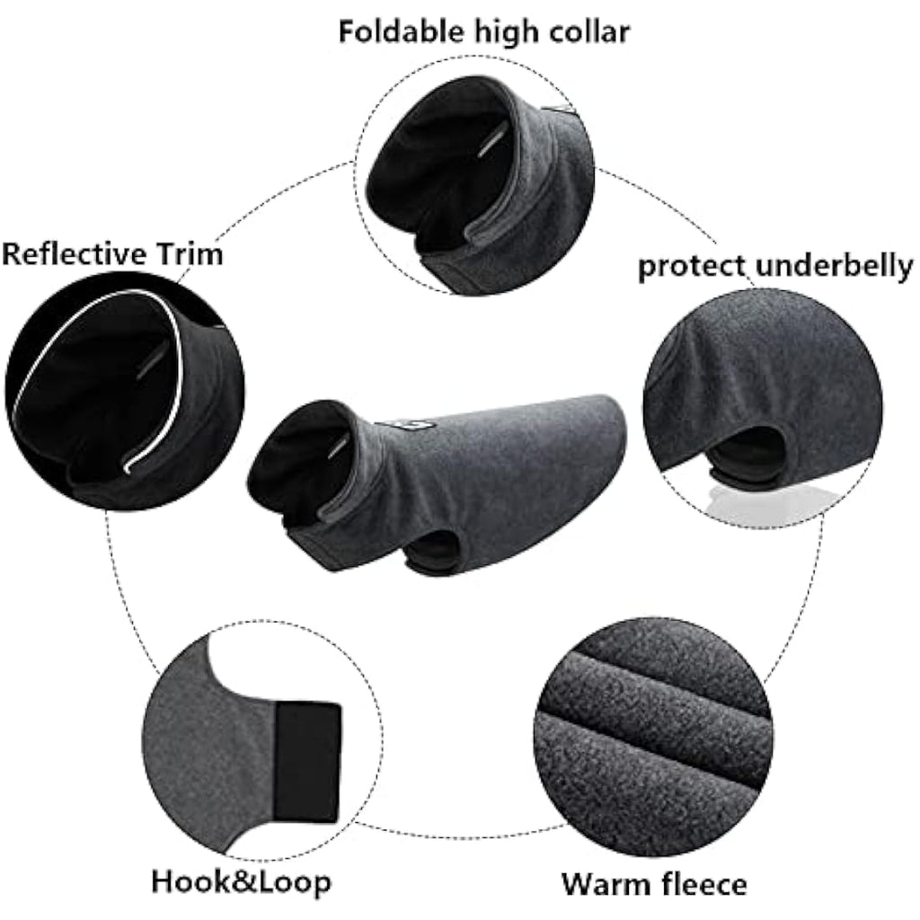 Morezi Reversible Fleece Dog Coat | Warm Reflective Winter Jacket - Gray
