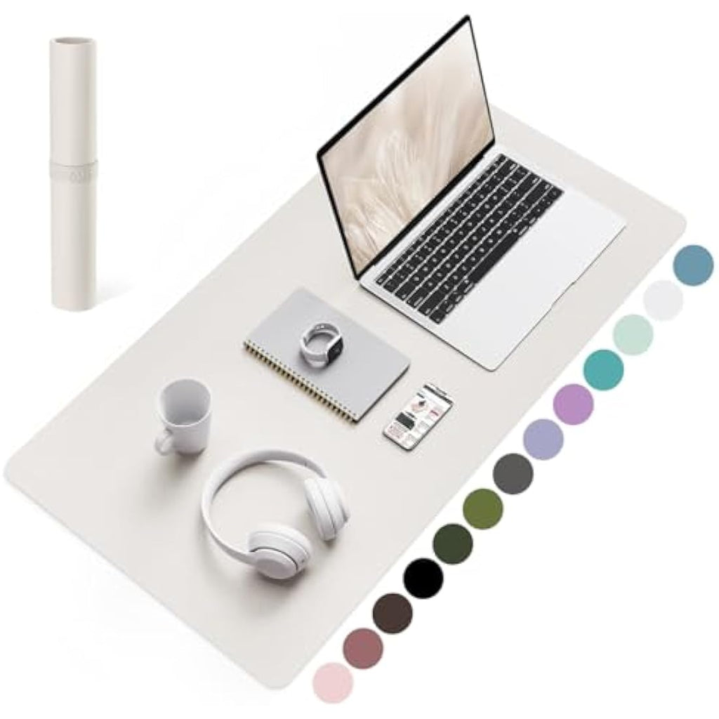 YSAGi PVC Leather Desk Pad – Waterproof Non-Slip Writing Mat, Gray (80x40cm)