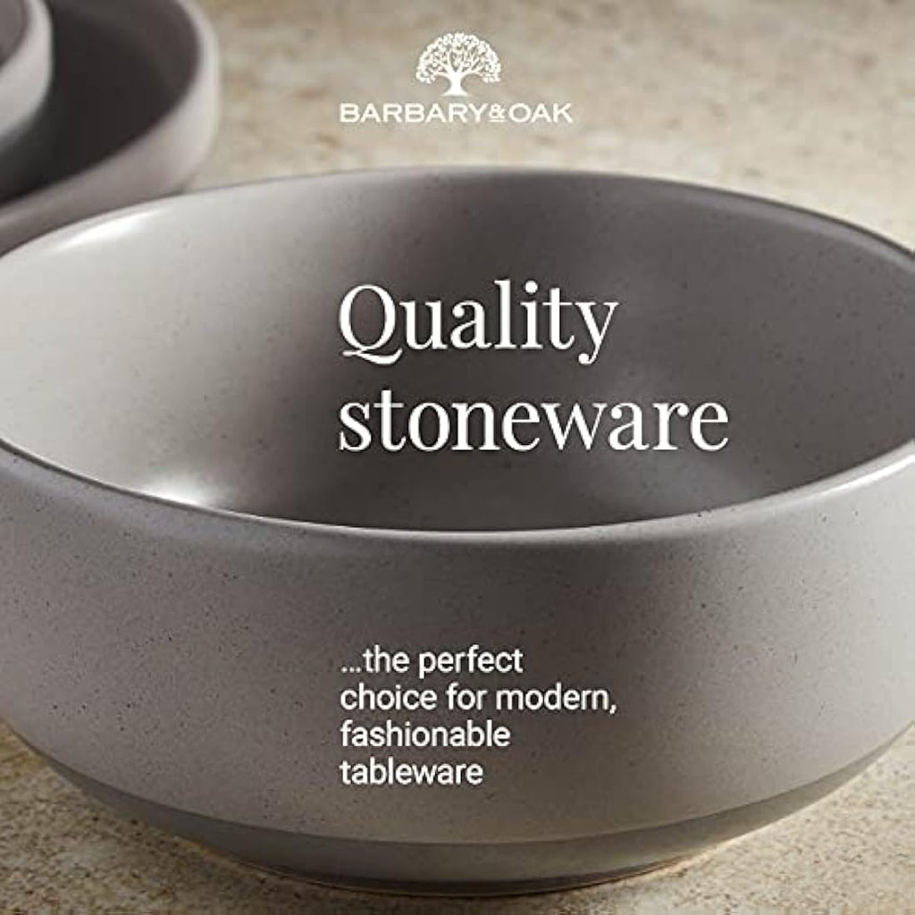 Barbary & Oak Avena 16 Piece Stoneware Dinnerware Set | Fossil Grey