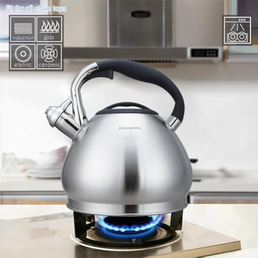 Easyworkz 3.0L Whistling Tea Kettle | 18/8 Stainless Steel Stovetop Pot