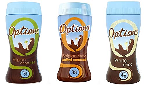 Options Hot Chocolate Jars 220g - Salted Caramel, Mint & White Choc