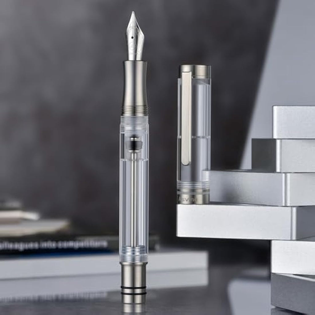 Asvine V200 Titanium Vacuum Filling Fountain Pen - Clear Acrylic
