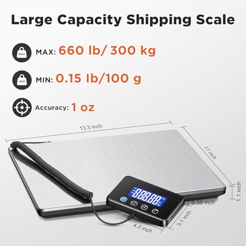 Letron Digital Postal Scale | 660lb Heavy Duty Shipping Scale with LCD