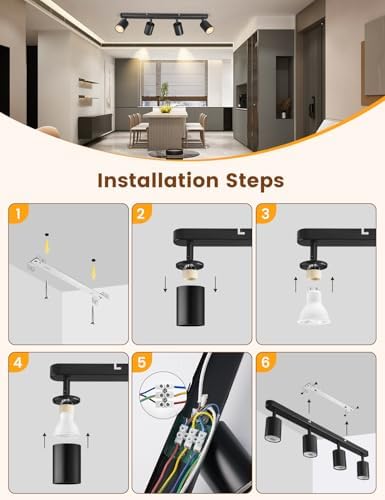 Jolof Store Matte Black 4-Way GU10 Ceiling Spotlight Bar – Modern LED