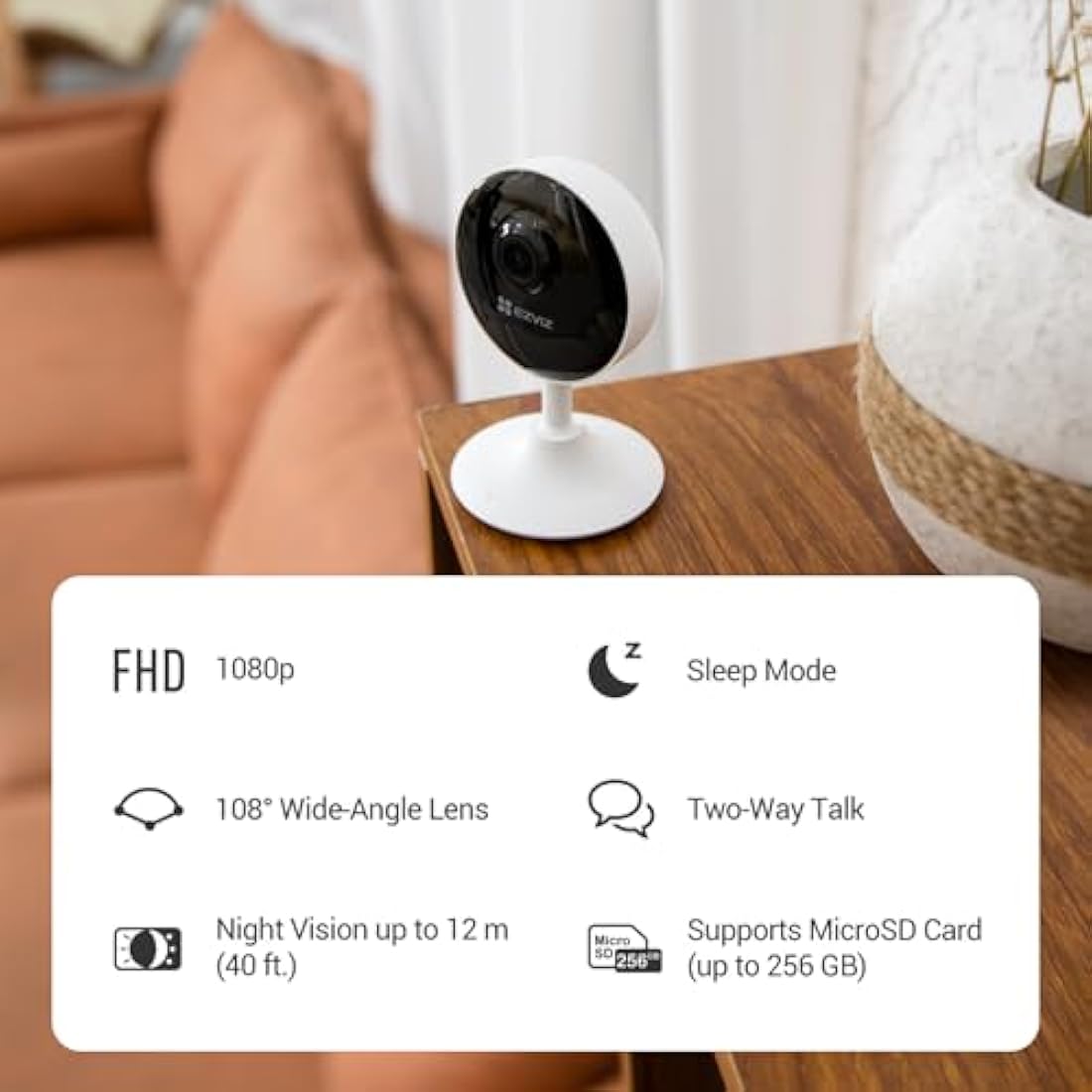 EZVIZ C1C 1080P Indoor WiFi Security Camera 2-Pack | Night Vision & Audio