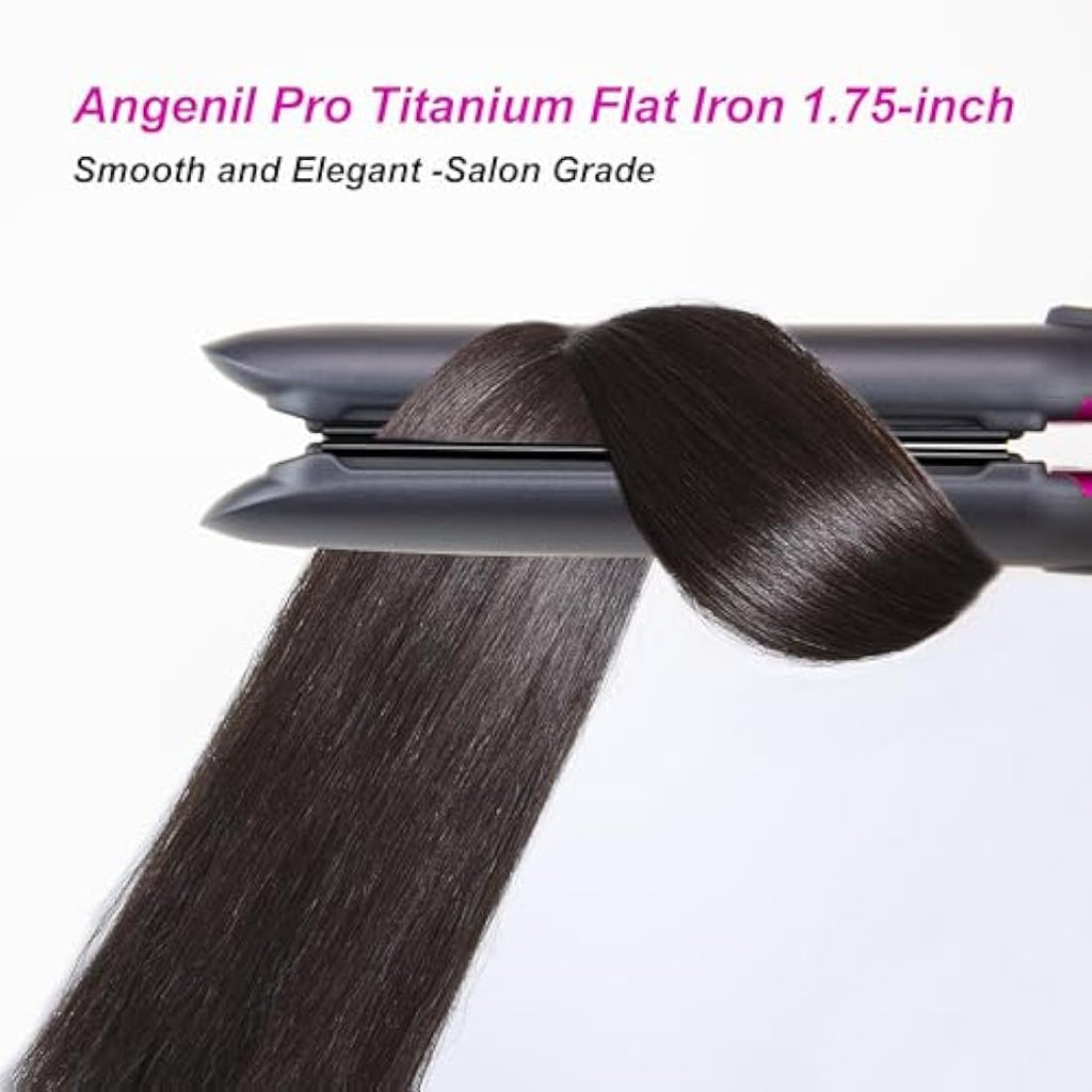 ANGENIL Pro Titanium Flat Iron – 4.5cm Wide Hair Straightener & Curler