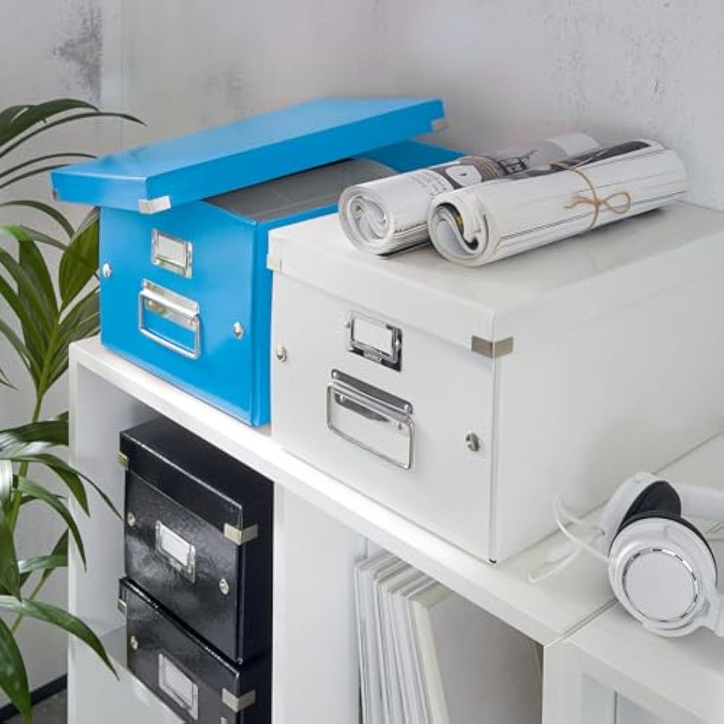 Leitz Click and Store Storage Box – Blue Collapsible Office Organizer