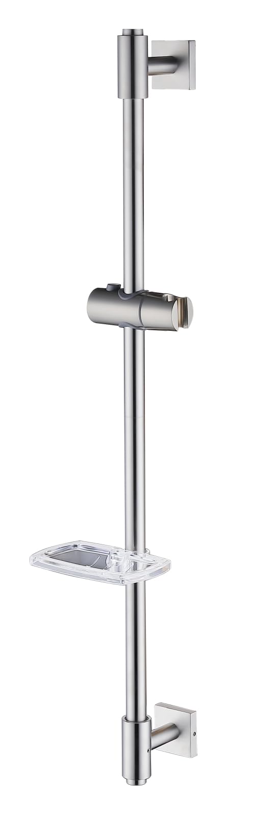 HomeHeng 80cm Shower Riser Rail | Brushed Nickel Slide Bar with Soap Dish