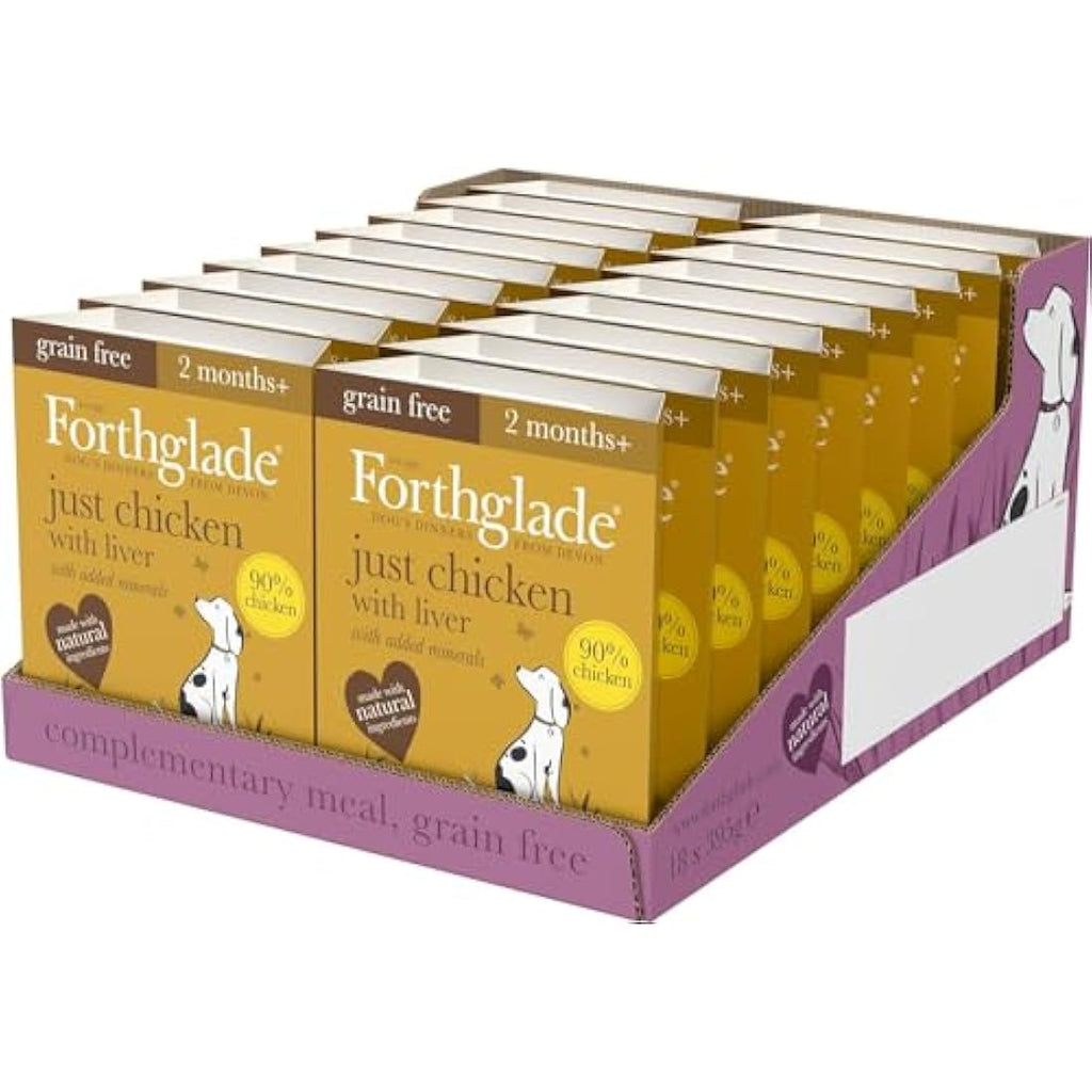 Forthglade Grain Free Wet Dog Food – Chicken & Liver (18 x 395g Trays)