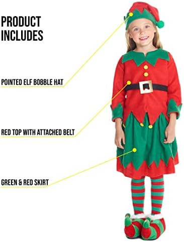 Jolof Store Children's Elf Costume – Festive Holiday Outfit, Sizes S-L