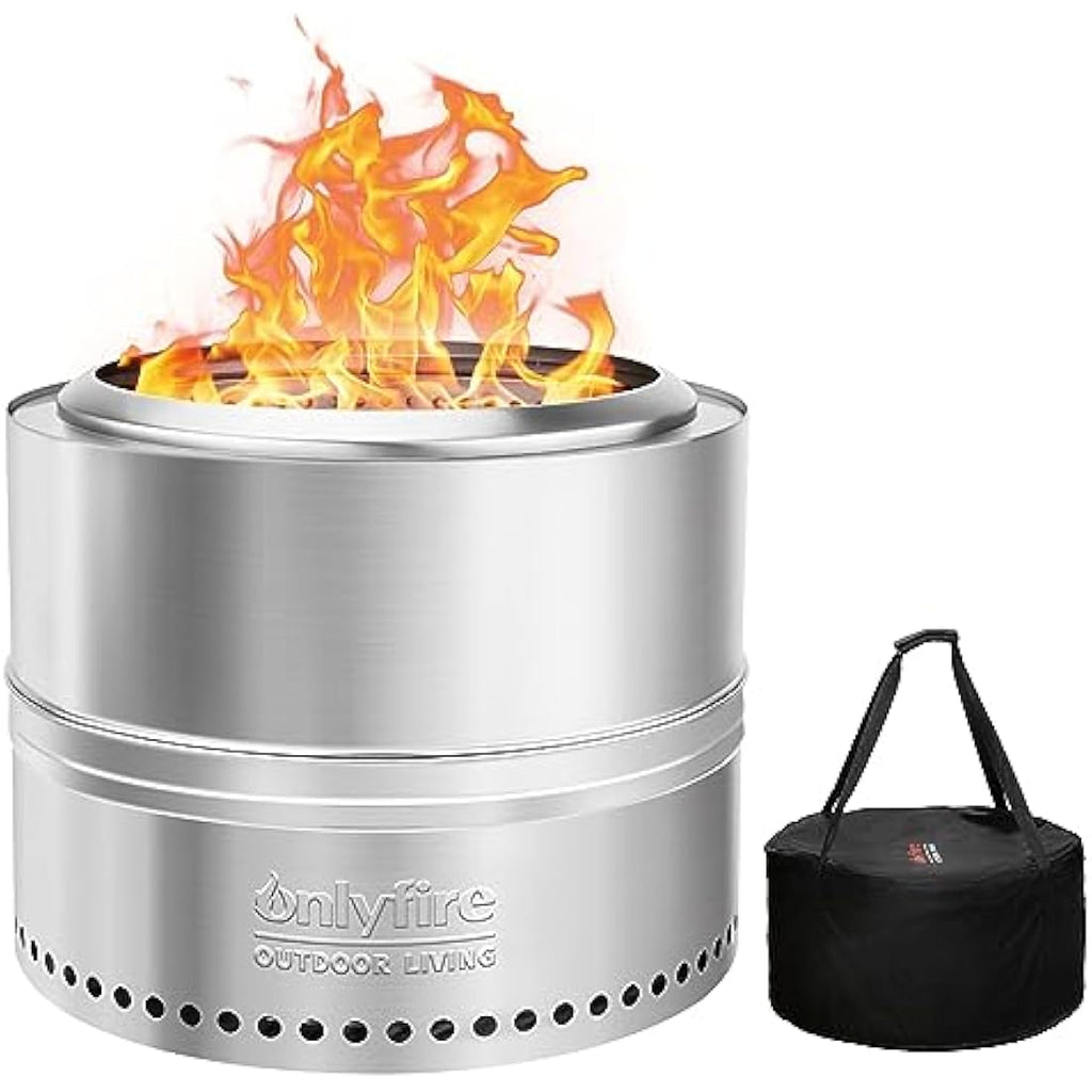 Onlyfire 50cm Smokeless Fire Pit | Stainless Steel Wood Burning Stove