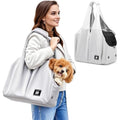 ALLSOPETS Puppy Sling Carrier | Breathable Mesh Pet Handbag - Silvery Grey