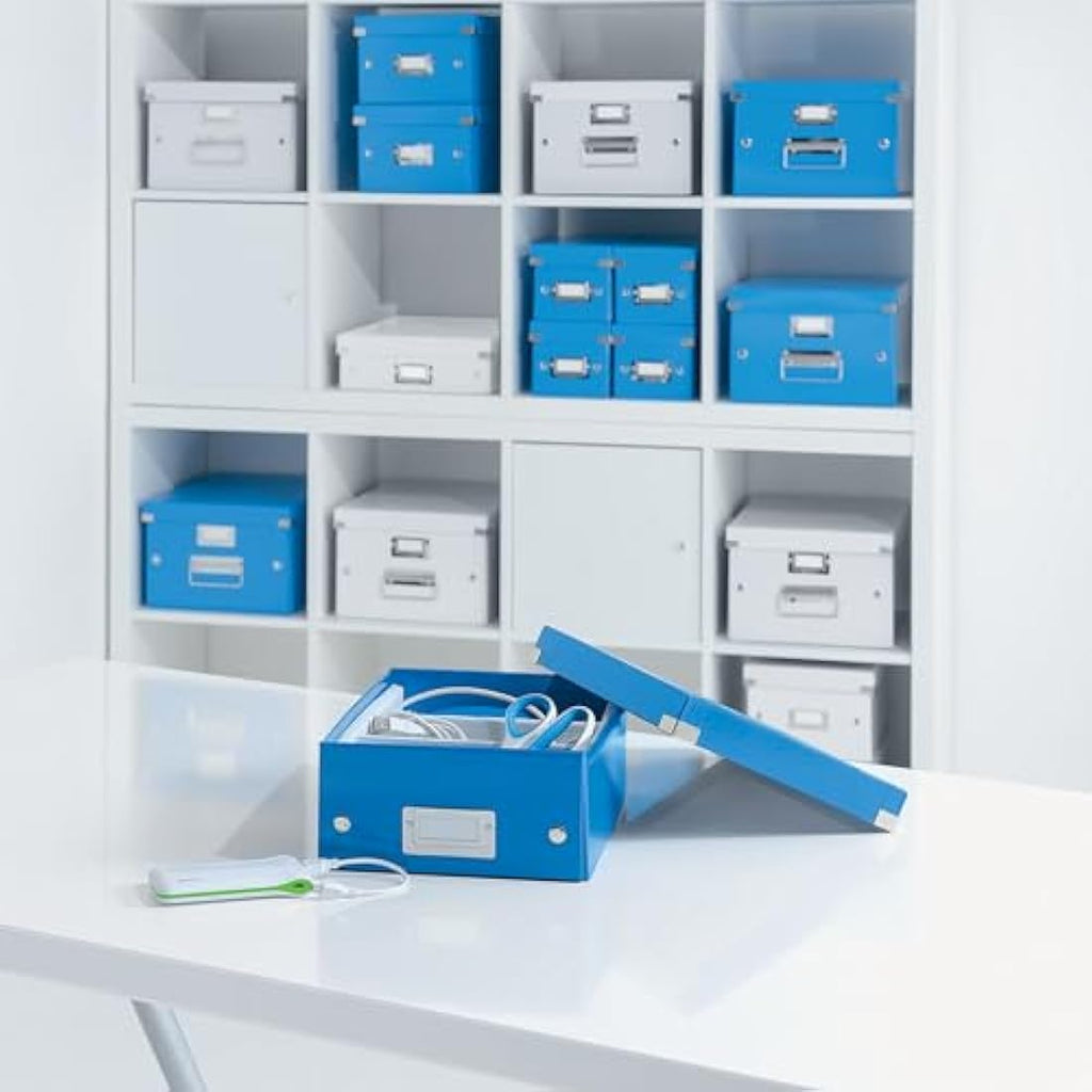 Leitz Click and Store Storage Box – Blue Collapsible Office Organizer