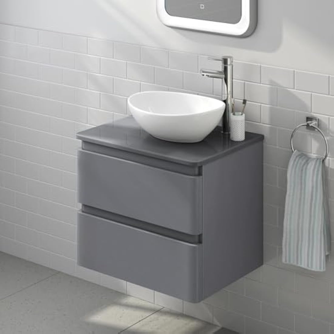 Oval Countertop Basin – Modern White Vitreous China Sink