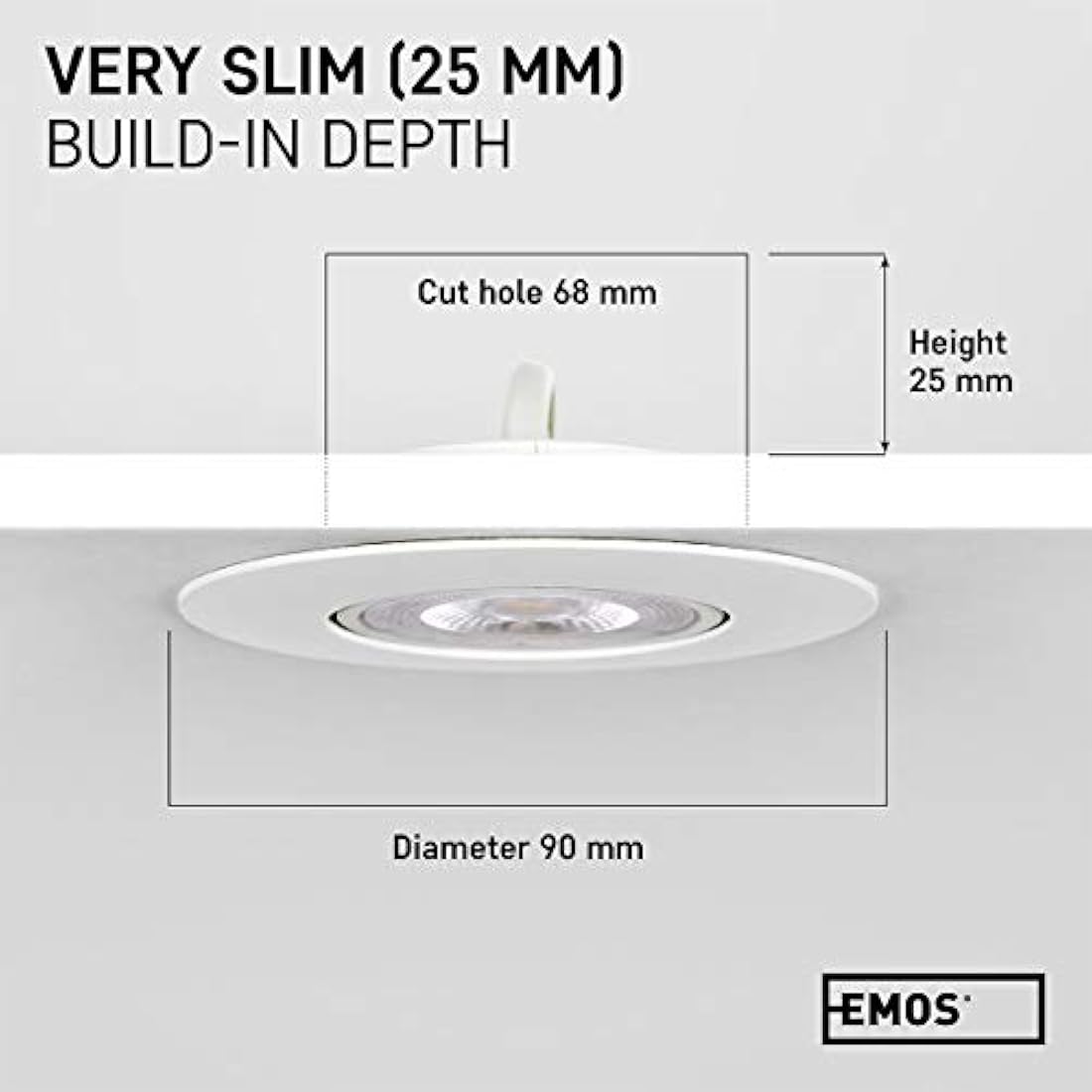 EMOS LED Recessed Ceiling Spotlights - 5W Warm White Ultra Slim, Pack of 12
