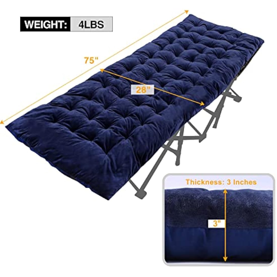 REDCAMP XL Camping Cot Mattress Pad – 75x28 Soft Cotton Sleeping Mat