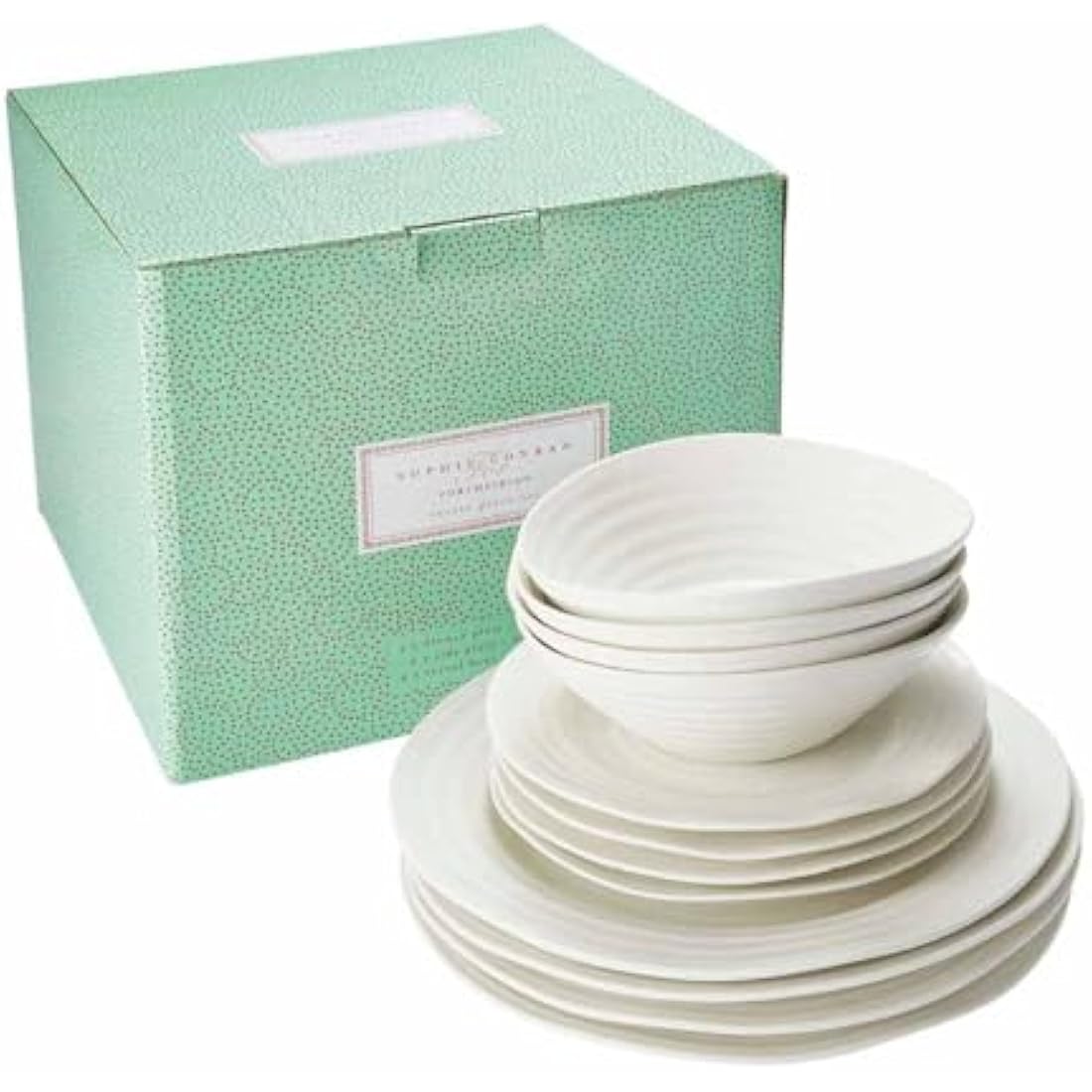 Portmeirion 12-Piece Porcelain Dinner Set – White Microwave Safe Plates