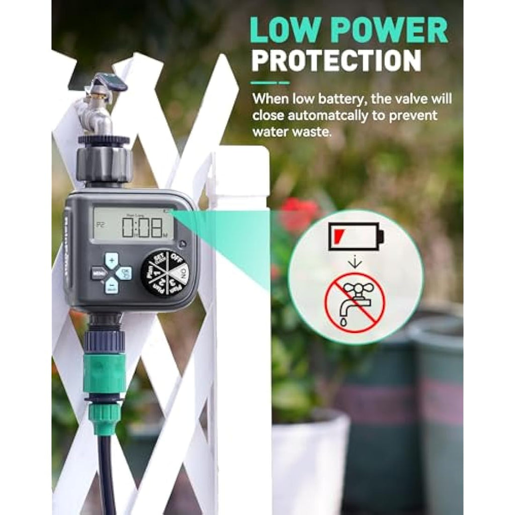 RAINPOINT Irrigation Timer | 3 Independent Programs & Rain Delay – Mint Green