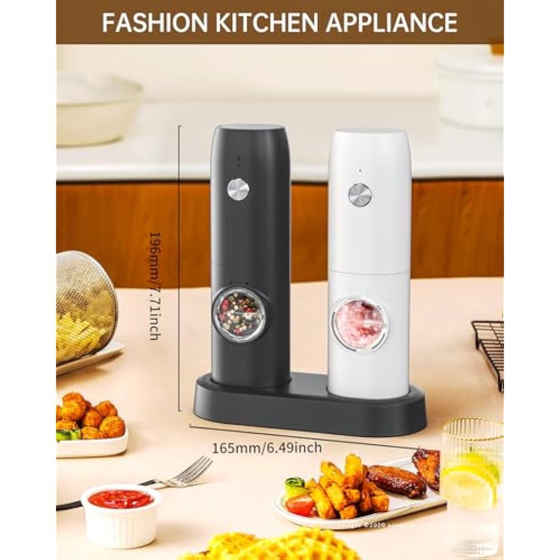 CIRCLE JOY Electric Salt and Pepper Grinder Set – Rechargeable 2-Pack