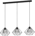 EGLO Vernham 3-Bulb Pendant Light – Industrial Smoked Glass & Black Steel