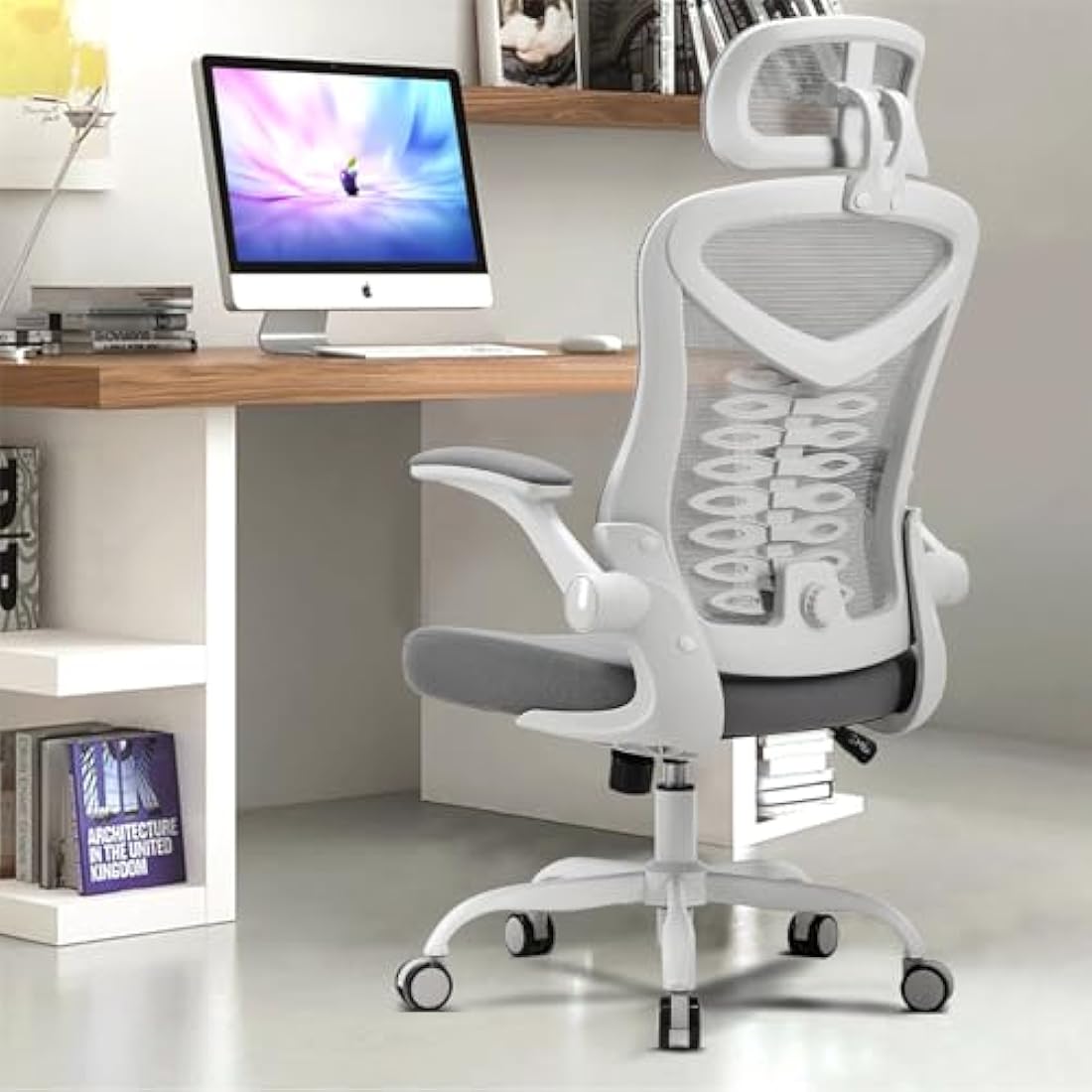 Magic Life Ergonomic Mesh Office Chair – Adjustable Lumbar Support, White