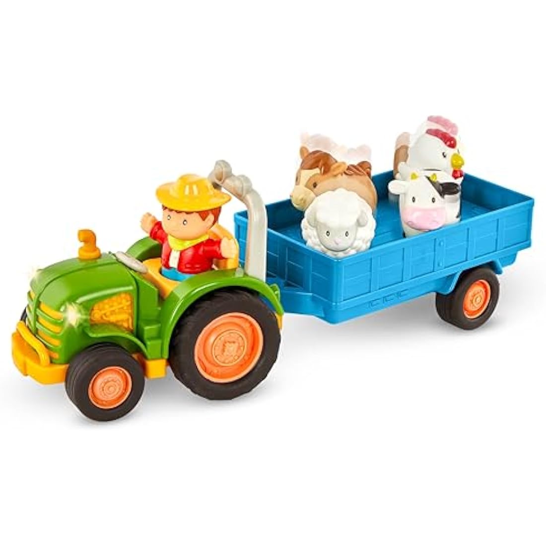 Battat Farm Toy Tractor Set with Lights & Sounds – 7 Piece Toddler Playset