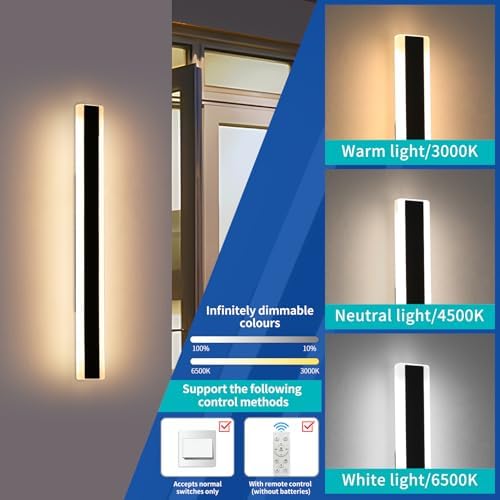 Mikeru 100cm LED Outdoor Wall Light | IP65 Waterproof Dimmable Sconce 2-Pack