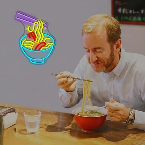 ineonlife Ramen Neon Sign – Blue LED Noodle Light for Restaurant Decor