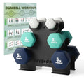 PhysKcal 18kg Neoprene Dumbbells Set with Steel Rack | 1kg, 3kg, 5kg