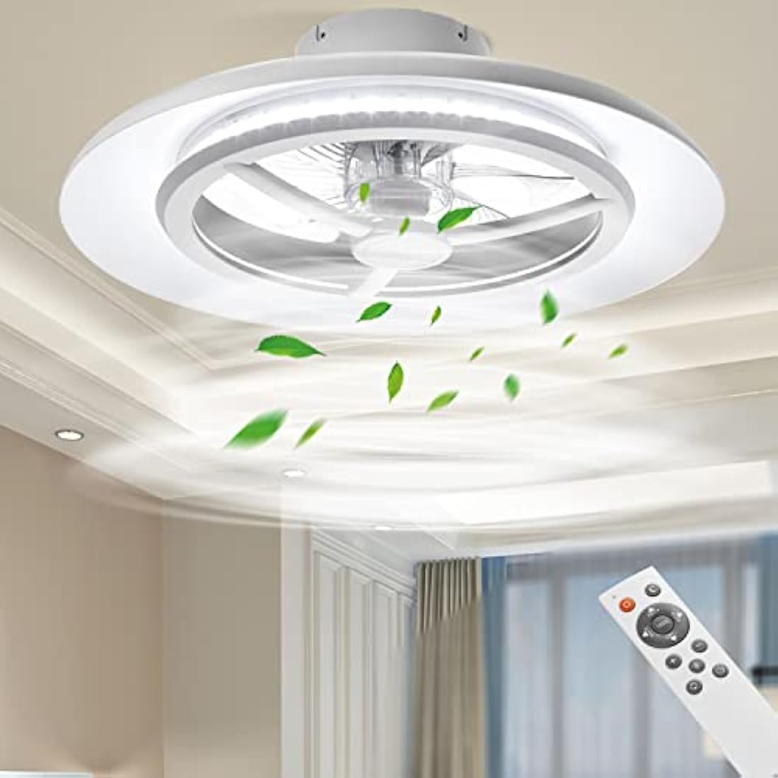 BKZO 55cm Modern Ceiling Fan with Light – Stepless Dimming & 24 Speeds