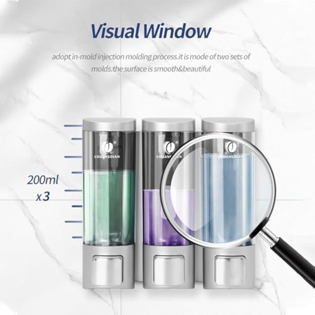 Triple Wall Mounted Soap Dispenser | 3x200ml Refillable PC+ABS