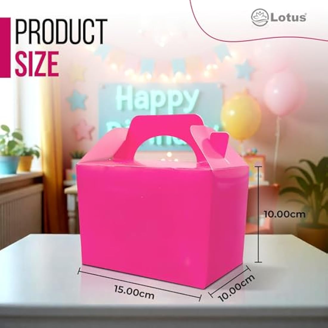 Lotus Neon Pink Children's Party Boxes – 50 Pack Recyclable Meal Boxes
