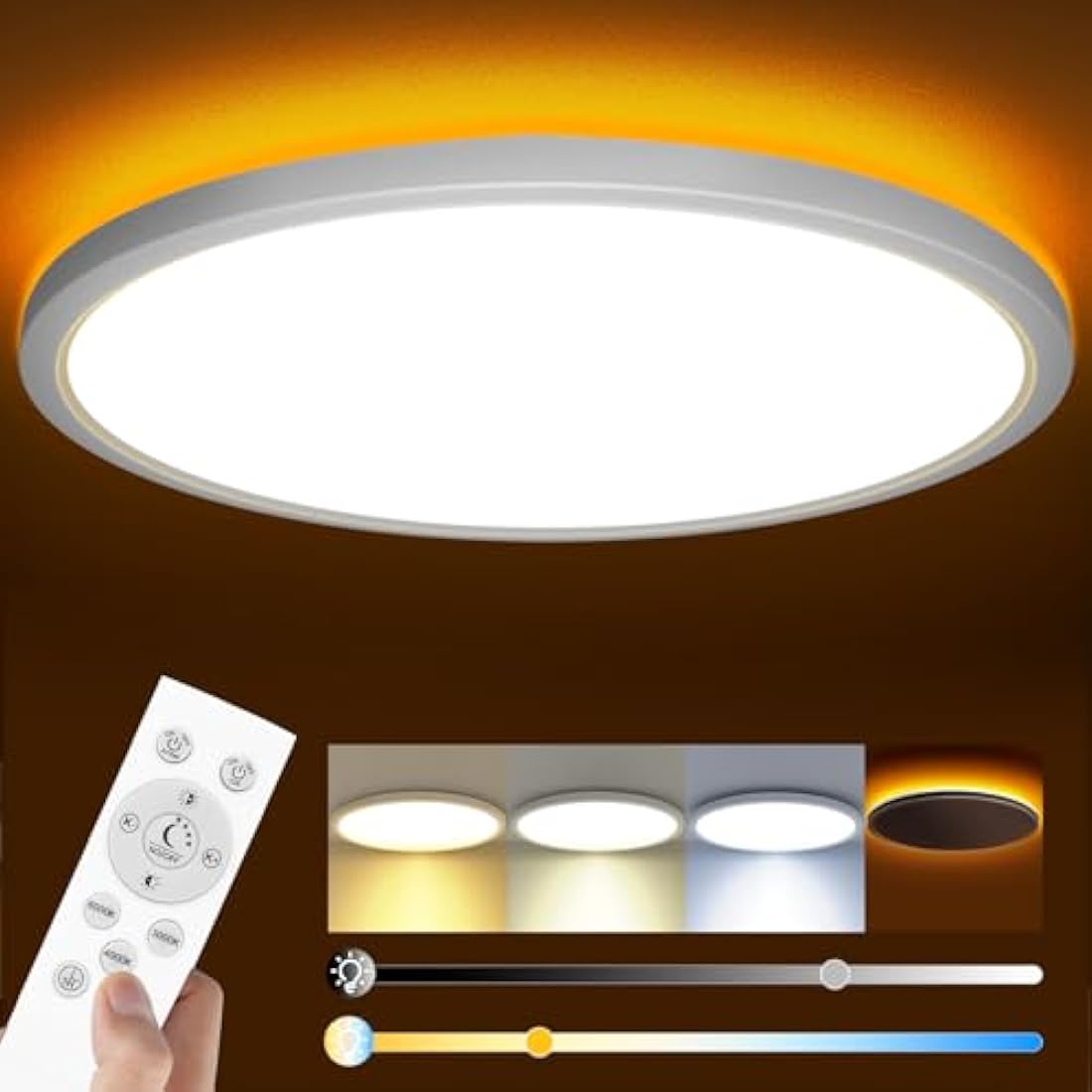 Slochi 36W LED Ceiling Light | 40cm Dimmable Flush Mount with Remote