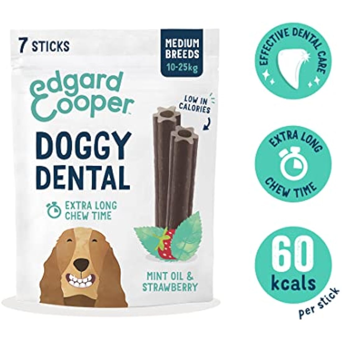 Edgard & Cooper Dental Sticks Medium – Mint & Strawberry Dog Chews