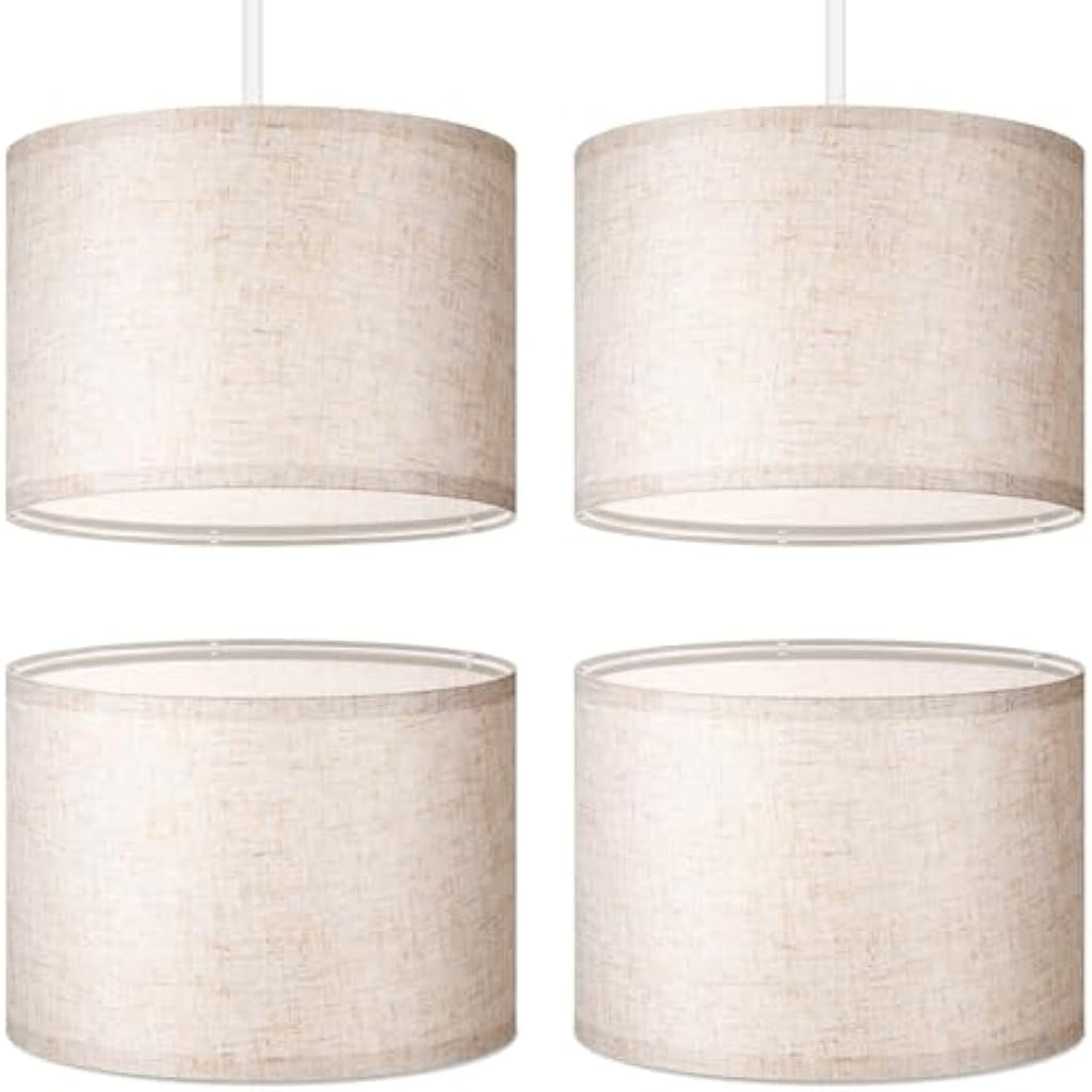 Weewooday Linen Drum Lampshades with E27 to E14 Adapters, 4 Pack – Taupe