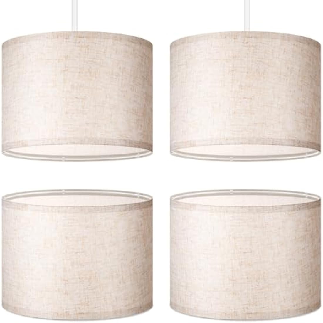 Weewooday Linen Drum Lampshades with E27 to E14 Adapters, 4 Pack – Taupe