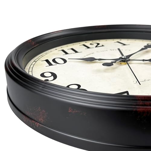 DIYZON 16 Inch Large Wall Clock | Silent Non-Ticking Vintage Quartz