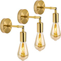 Jolof Store 3-Pack Gold Industrial Wall Sconces – Adjustable Vanity Lights