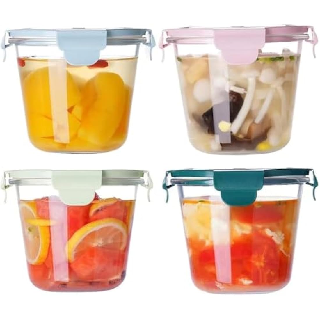 710ml Round Glass Soup Containers - Airtight Borosilicate 4pk