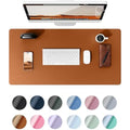 YSAGi PU Leather Desk Mat – Large Waterproof Mouse Pad, Brown