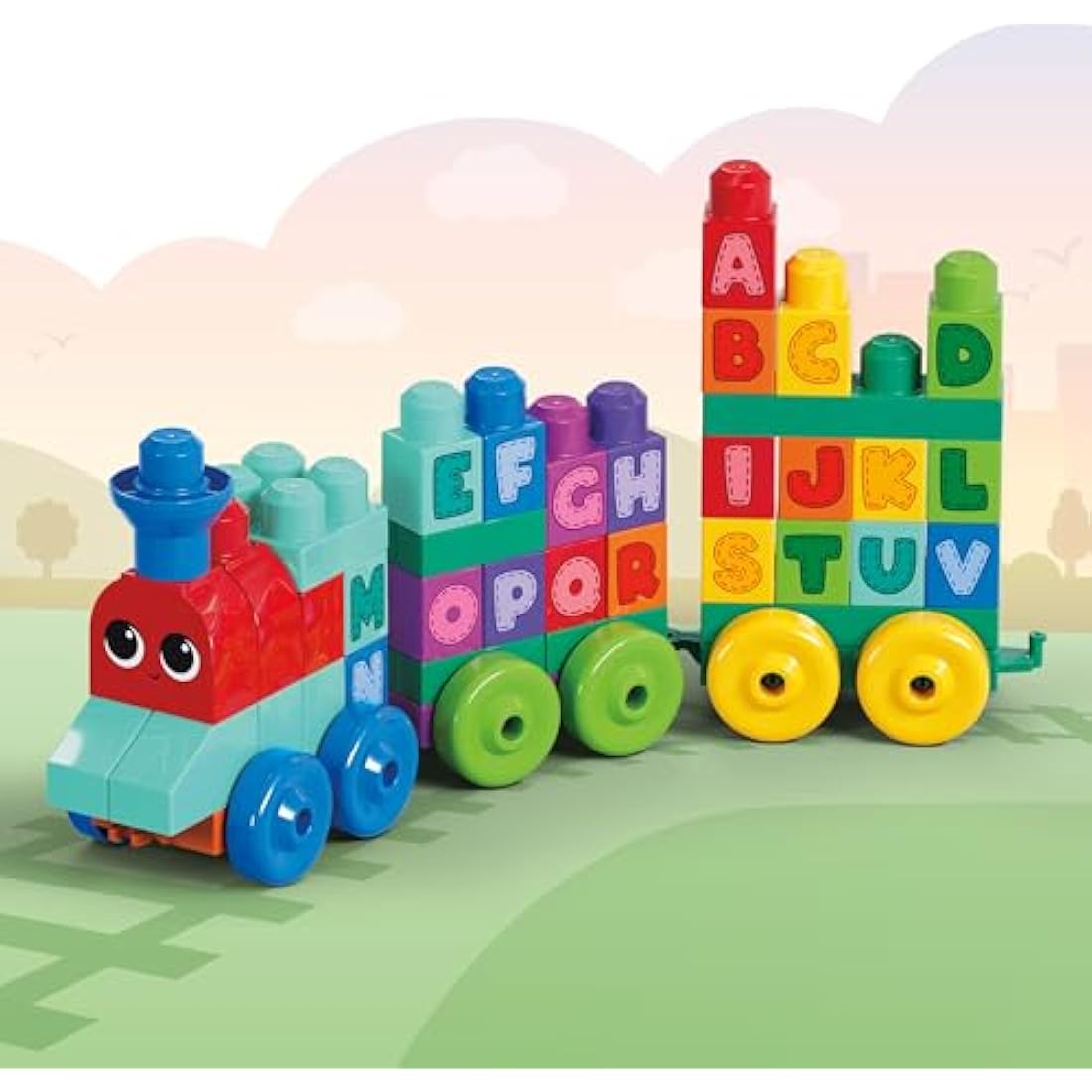 MEGA BLOKS ABC Learning Train – 60 Piece Toddler Building Blocks Set