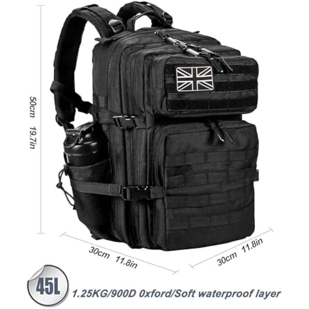 LHI 45L Military Tactical Backpack – Waterproof Molle Assault Rucksack