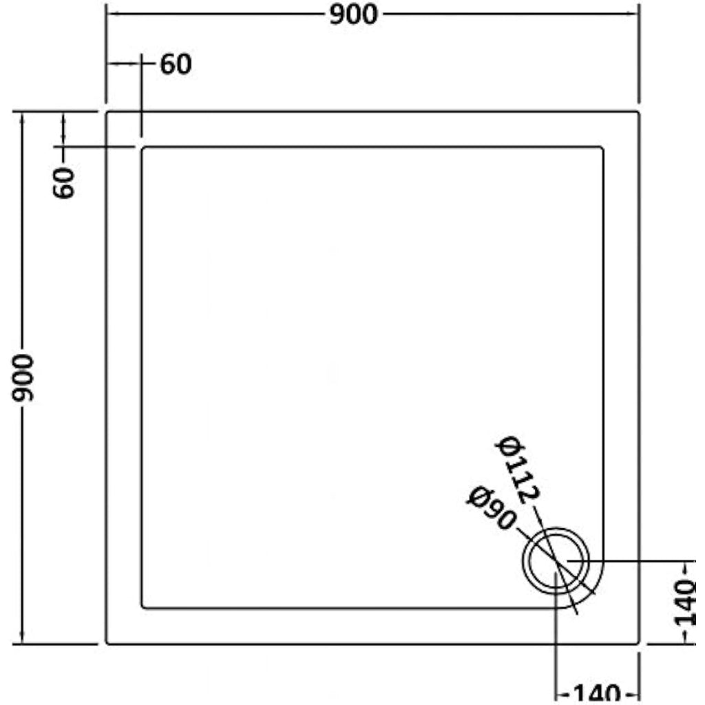 900 x 900mm Pearlstone Square Shower Tray with Waste Trap