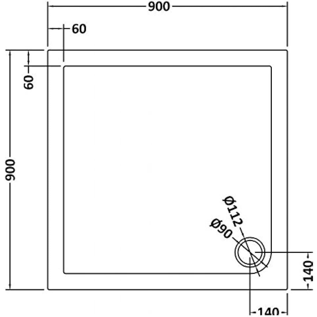 900 x 900mm Pearlstone Square Shower Tray with Waste Trap