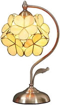 Bieye Tiffany Style Stained Glass Flower Petal Table Lamp with Brass Base