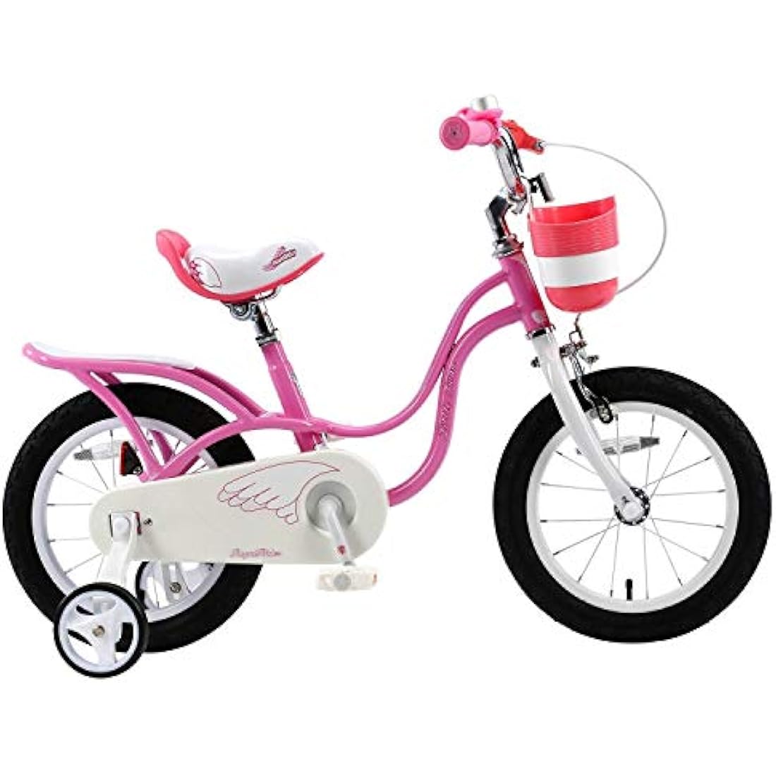 RoyalBaby Pink Swan Girls Kids Bike | 14 Inch Steel Bicycle with Basket