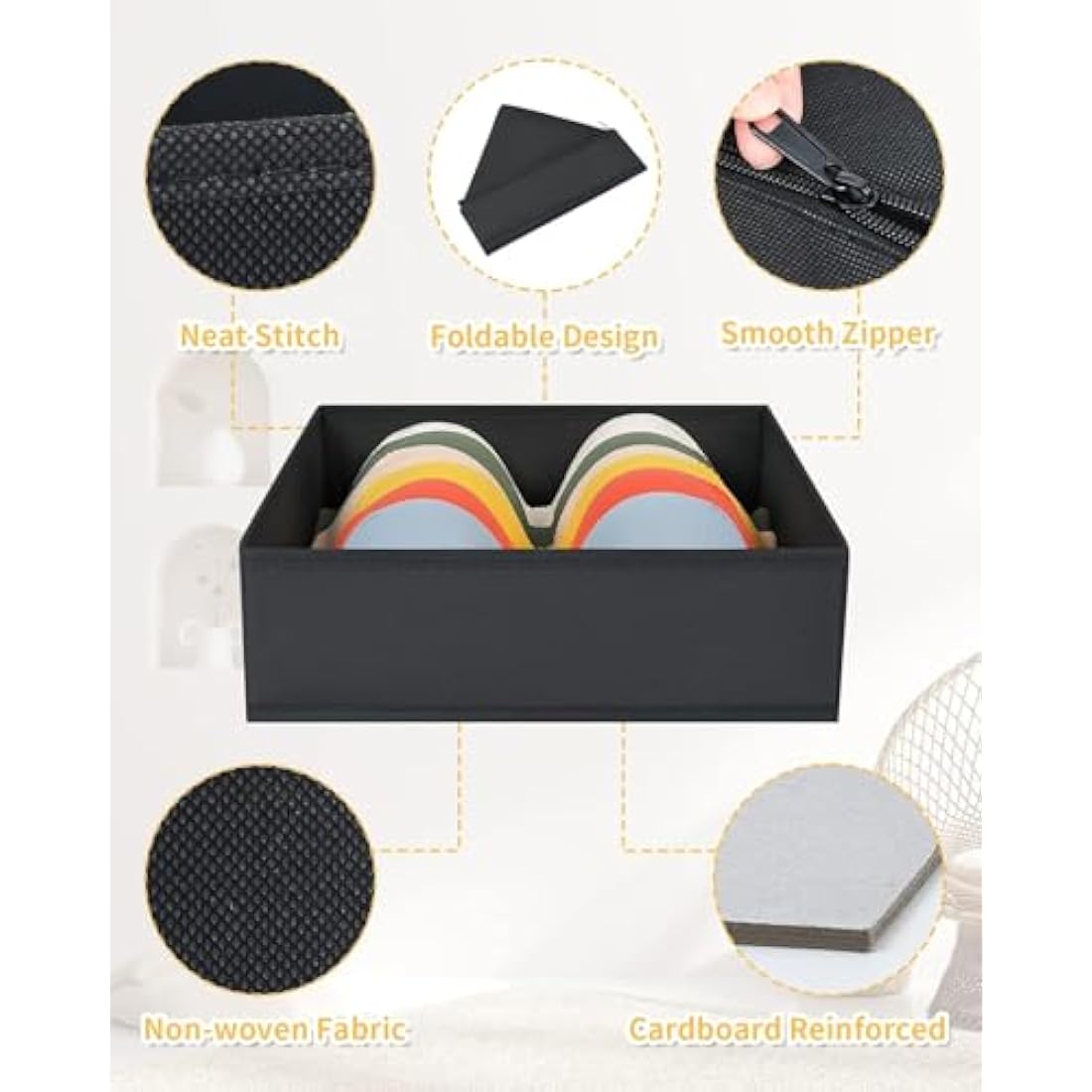 12 Pack Foldable Fabric Drawer Organisers for Wardrobes