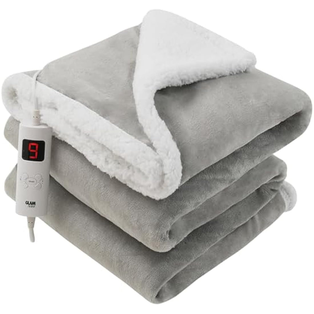 Jolof Store Heated Throw Electric Fleece Blanket - Light Grey 160x130cm